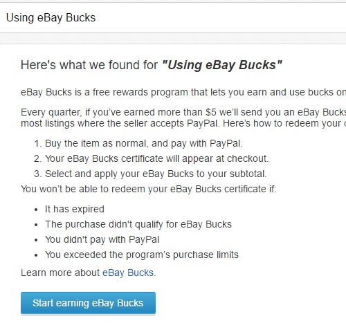 ebay bucks(イーベイバックス)をクリック